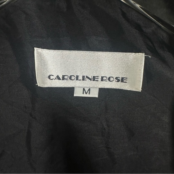 Caroline Rose Black Zip Front Jacket Polka Dot Cuff Pockets Womens Size Medium - Picture 6 of 13